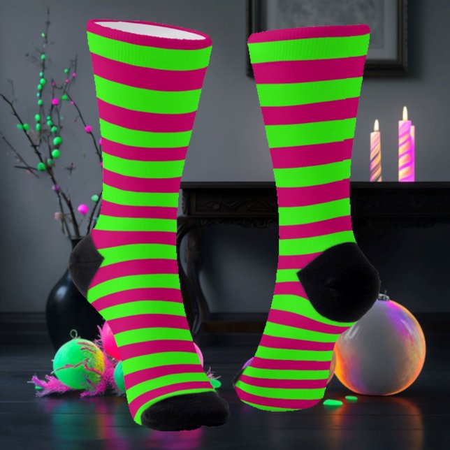 Pink & Green Striped Socks (Creator Uploaded)