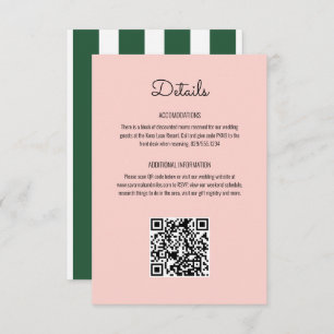 Pink & Green Stripes Beverly Hills Hotel Wedding  Enclosure Card