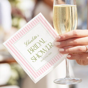 Pink & Green Stripes Bridal Shower Napkin