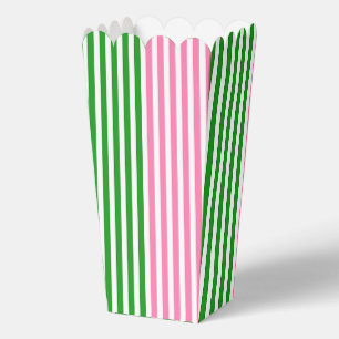 Pink + Green Stripes Popcorn Favour Box