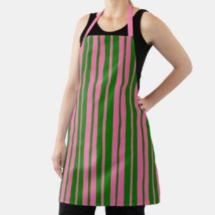 Pink Green Stylish Stripes Pattern Design  Apron