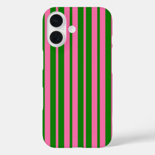 Pink Green Stylish Stripes Pattern Design  iPhone 16 Case
