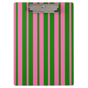 Pink Green Stylish Stripes Pattern Design Clipboard