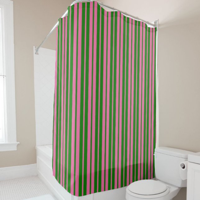 Pink Green Stylish Stripes Pattern Design  Shower Curtain (Creator Uploaded)