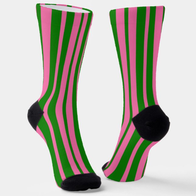 Pink Green Stylish Stripes Pattern Design  Socks (Creator Uploaded)