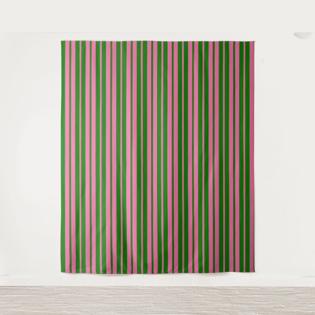 Pink Green Stylish Stripes Pattern Design  Tapestry (Front)
