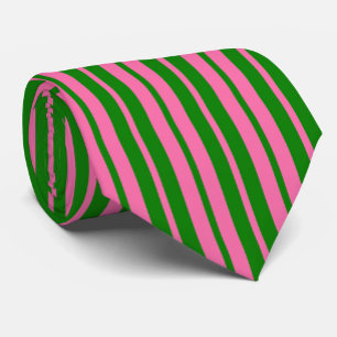 Pink Green Stylish Stripes Pattern Design Tie