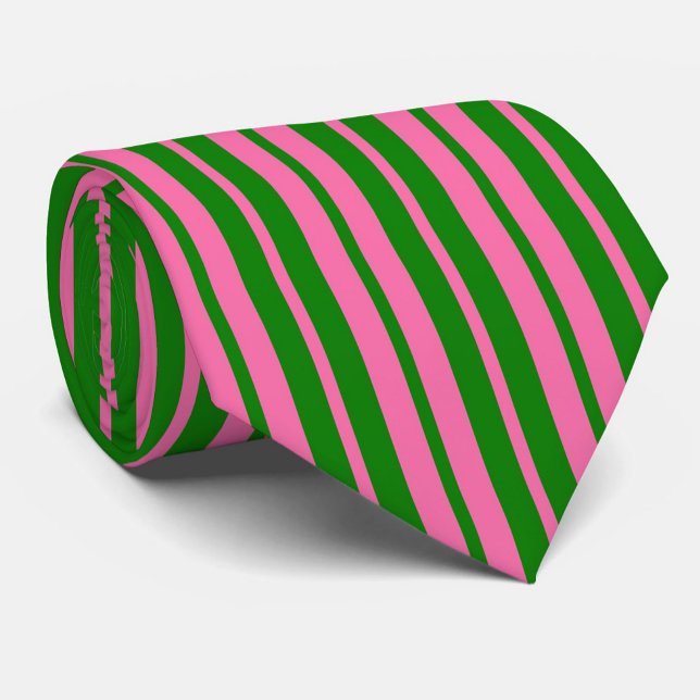 Pink Green Stylish Stripes Pattern Design  Tie (Creator Uploaded)