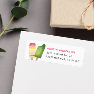 Pink & Green Summer Popsicle Return Address Label