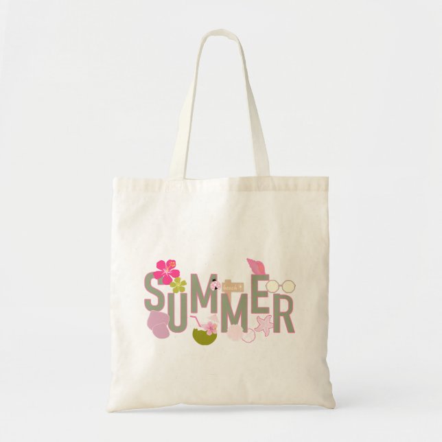 Pink/Green Summer Tote Bag (Front)