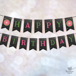 Pink & Green Sweet Melon Happy Birthday watermelon Bunting