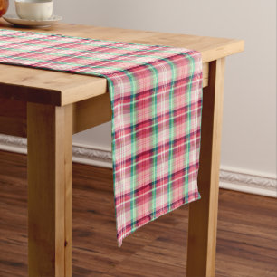Pink Green Tartan Plaid Medium Table Runner