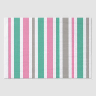 Pink Green Taupe Stripe Tissue Paper