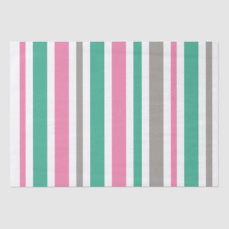 Pink Green Taupe Stripe Tissue Paper