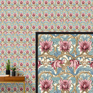 Pink Green Teal Blue Art Nouveau  Wallpaper