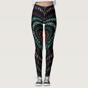 Pink Green Teal Purple heart Leggings