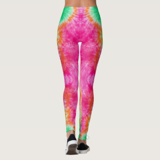 Pink & Green Tie And Dye Leggings