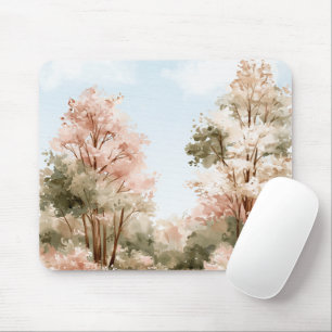 Pink Green Trees Blue Skies Mouse Pad