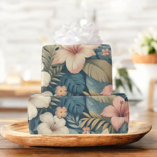 Pink & Green Tropical Floral Hawaiian Palm Leaf Wrapping Paper