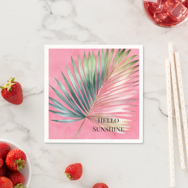 Pink Green Tropical Leaf Napkin (Insitu)