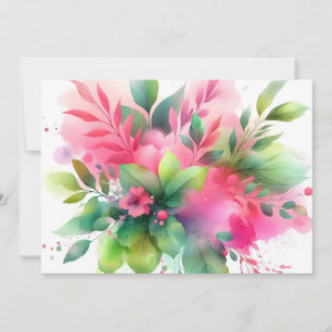 Pink Green Watercolor Botanical Bloom Announcement