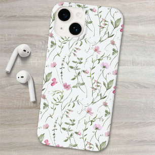 Pink Green Watercolor Wildflower Case-Mate iPhone 14 Case