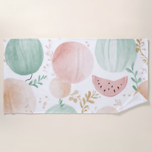 Pink Green Watermelon Cute Tropical Fruits Beach Towel