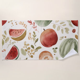 Pink Green Watermelon Cute Tropical Fruits Beach Towel