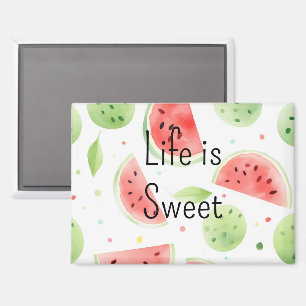 Pink Green Watermelon Fruit Magnet