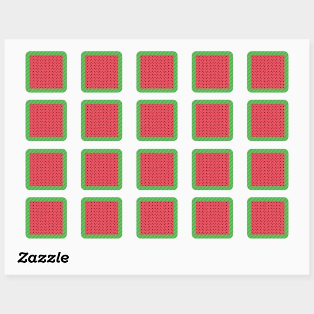 Pink Green Watermelon summer pattern Square Sticker (Sheet)