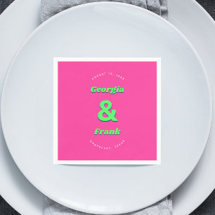 Pink & Green Wedding Or Engagement Party Napkin