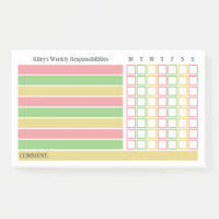 Pink Green Weekly Responsibilities Chore Chart
