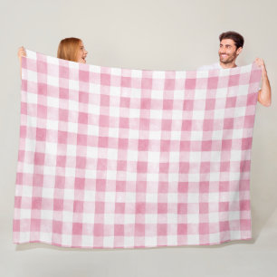 Pink Green White Plaid Stripes  Fleece Blanket