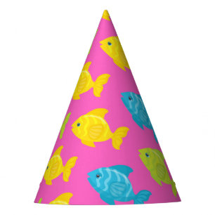 Pink Green Yellow Blue Fish Sea Animals Summer Party Hat