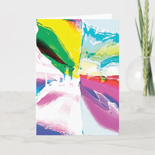 Pink Green Yellow Blue White Surrealistic Flower C Card