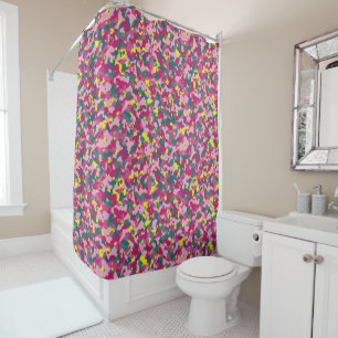 Pink Green yellow Camouflage Camo Pattern   Shower Curtain