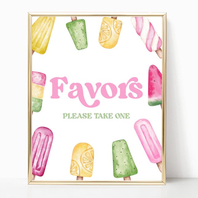 Pink Green Yellow Popsicle Party Favours Table Sig Poster (Creator Uploaded)