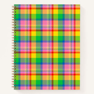 Pink Green Yellow Tartan Plaid Design Notebook