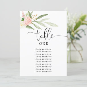 Pink greenery gold elegant 5"x7" table numbers