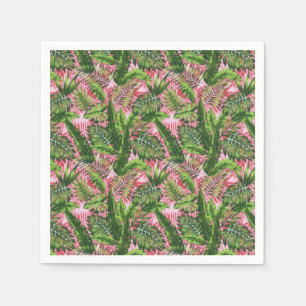 Pink Greenery Tropical Jungle Botanical Napkin