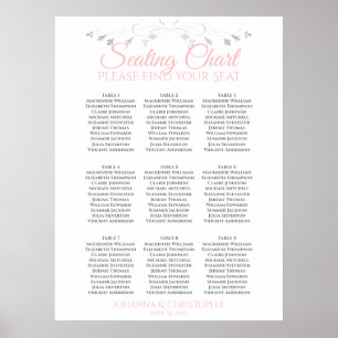 Pink & Grey 9 Table Wedding Seating Chart
