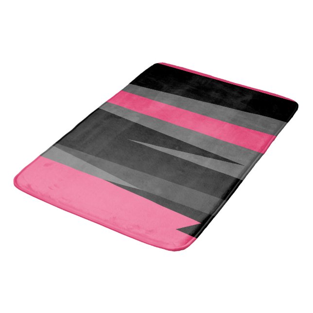 pink grey and black abstract   bath mat (Angled)