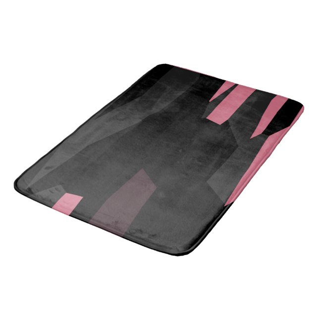 Pink Grey and Black Abstract Bath Mat (Angled)