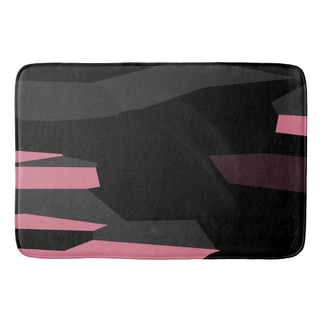 pink grey and black abstract   bath mat (Front)