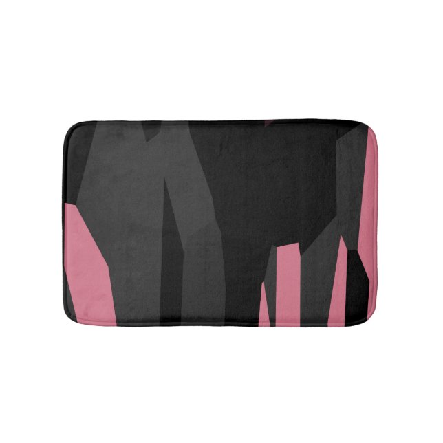 Pink Grey and Black Abstract Bath Mat (Front)