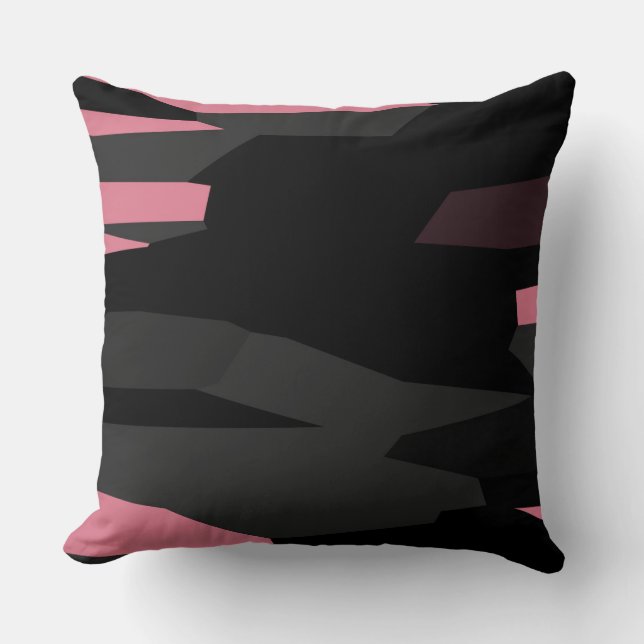 Pink Grey and Black Abstract Cushion (Front)