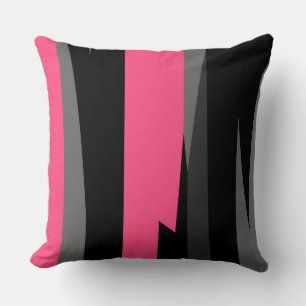pink grey and black abstract cushion