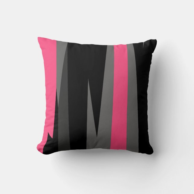 pink grey and black abstract  cushion (Front)