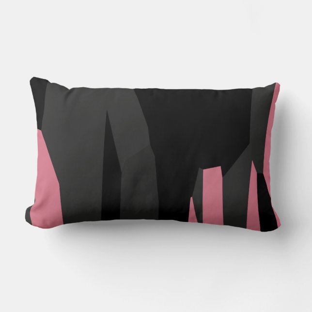 pink grey and black abstract  lumbar cushion (Front)