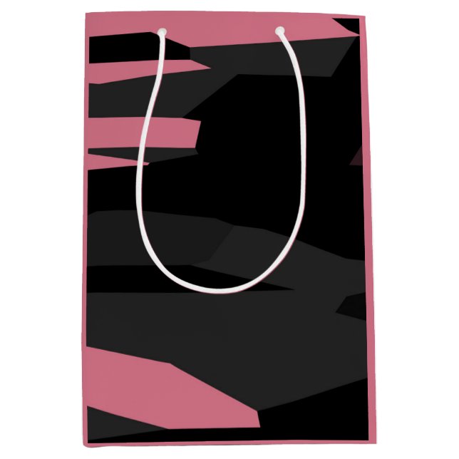 Pink Grey and Black Abstract Medium Gift Bag (Front)